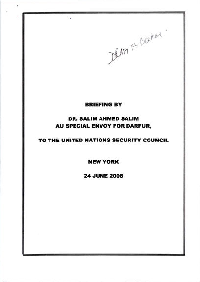 Briefing to the United Nations Security Council… | Salim Ahmed Salim