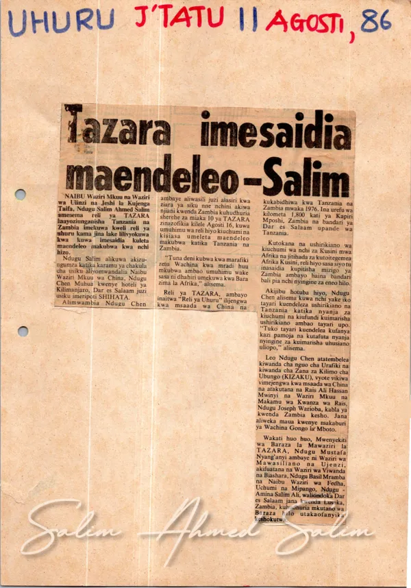 Uhuru August 11 1986