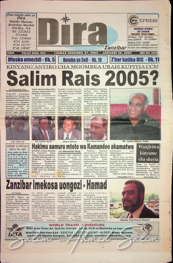 Dira Zanzibar December 27 2002 January 2 2003