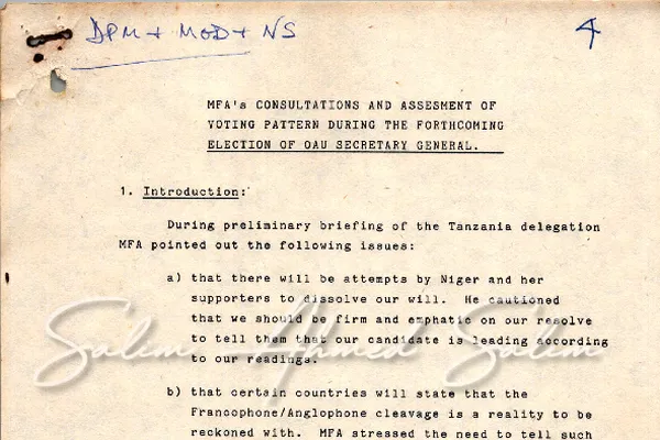 Assessment of voting patterns and diplomatic consultations ahead of the 1989 election of the OAU Secretary-General