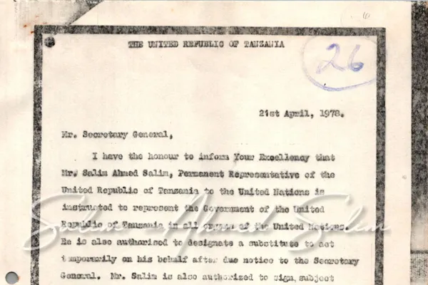 Letter from President Julius Nyerere to UN Secretary-General Kurt Waldheim