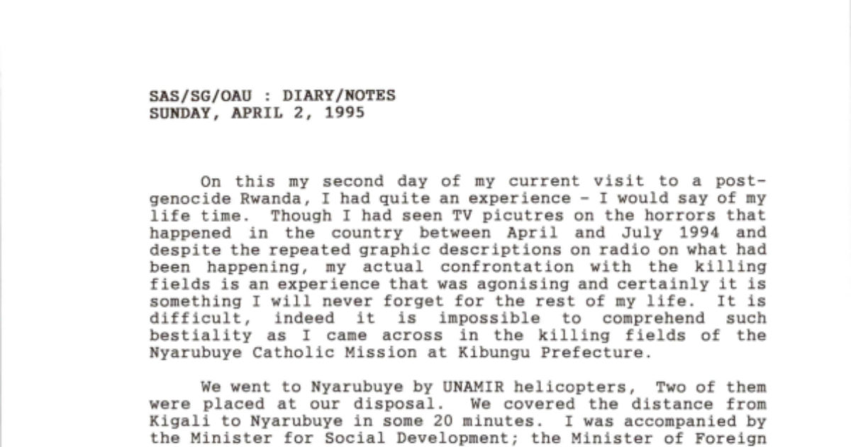 Visit to Rwanda After the Genocide | Salim Ahmed Salim